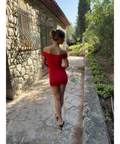 Carmana Off Shoulder Mini Dress Red - 6 / Red - Dresses