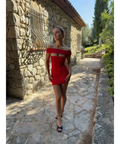 Carmana Off Shoulder Mini Dress Red - 6 / Red - Dresses