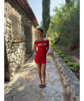 Carmana Off Shoulder Mini Dress Red - 6 / Red - Dresses