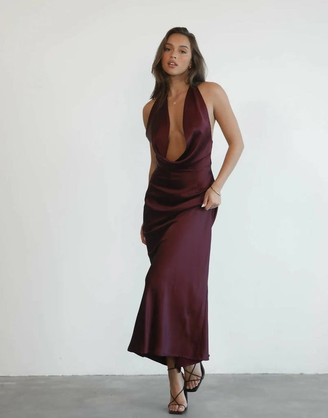Charcoal Zoya Dress Plum - 10 / Red - Dresses