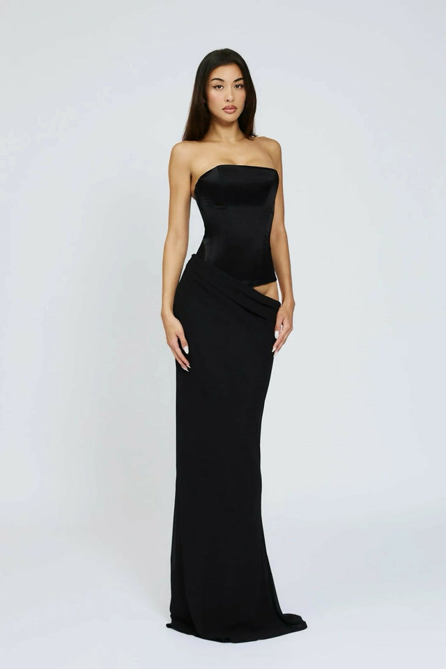 Cherie Attire Clara Maxi Dress Black - Dresses