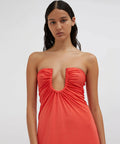 Christopher Esber Arced Palm Strapless Gown Grapefruit - 8 / Orange - Dresses