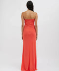 Christopher Esber Arced Palm Strapless Gown Grapefruit - 8 / Orange - Dresses