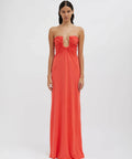 Christopher Esber Arced Palm Strapless Gown Grapefruit - 8 / Orange - Dresses