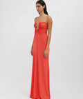 Christopher Esber Arced Palm Strapless Gown Grapefruit - 8 / Orange - Dresses