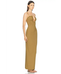 Christopher Esber Arched Ruched Lycra Maxi Dress Kombu Green - 4 / Brown - Dresses