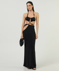 Christopher Esber Displace Quartz Lycra Gown in Black w/ Black Tiger Eye Crystals - 6 / Black - Dresses