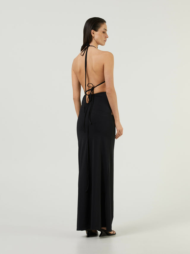 Christopher Esber Displace Quartz Lycra Gown in Black w/ Black Tiger Eye Crystals - 6 / Black - Dresses