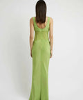 Christopher Esber Draped Satin Cowl Torso Maxi Dress in Apple - Dresses