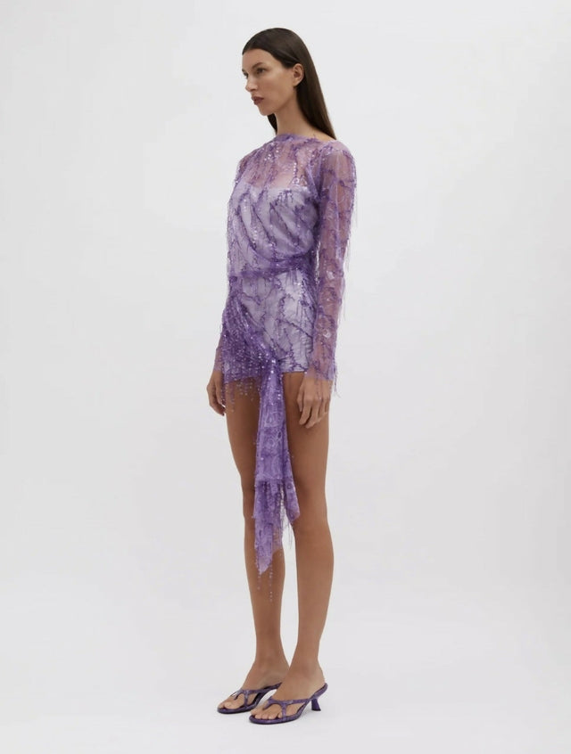 Christopher Esber Encased Beaded Ivy Lace Long Sleeve