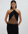Christopher Esber Fluted Silk Column Dress - 8 / Black - Dresses