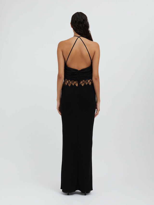 Christopher Esber Fluted Silk Column Dress - 8 / Black - Dresses