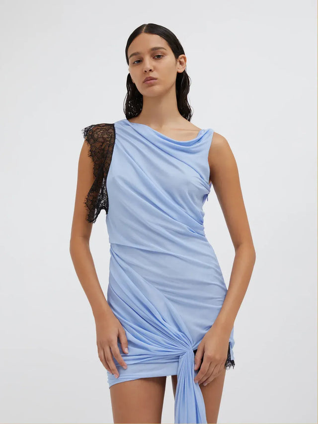 Christopher Esber Galathea Asymmetric Micro Dress Blue - Dresses