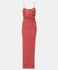 Christopher Esber Molded Venus Cutout Mesh Maxi Dress in Cayenne/Rose - 6 / Pink - Dresses