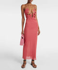 Christopher Esber Molded Venus Cutout Mesh Maxi Dress in Cayenne/Rose - 6 / Pink - Dresses