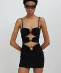 Christopher Esber Pierced Orbit Mini Dress - 10 / Black - Dresses