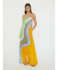 Christopher Esber Printed Silk Satin Gown Maxi Dress Tangelo Aura Size 6 - 6 / Multi - Dresses