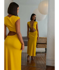 Christopher Esber Quartz Disconnect Torso Dress - 6 / Yellow - Dresses