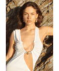 Christopher Esber Quartz Split Ruched Tank Dress - 8 / Ivory - Dresses