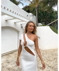 Christopher Esber Quartz Split Ruched Tank Dress - 8 / Ivory - Dresses