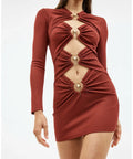 red_ruched_column_long_sleeve_mini_dress_christopher_esber