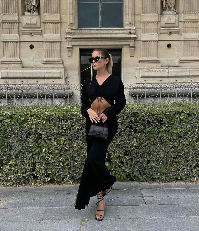 Christopher Esber Ruched Disconnect Dress - Black - 10 / Black - Dresses