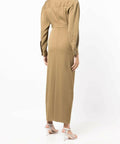 Christopher Esber Ruched Disconnect Shirt Dress in Olive - Dresses