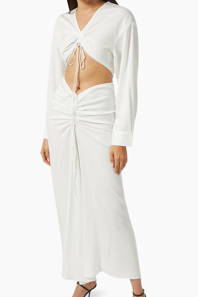 Christopher Esber Ruched Disconnect Shirt Dress in White - Dresses