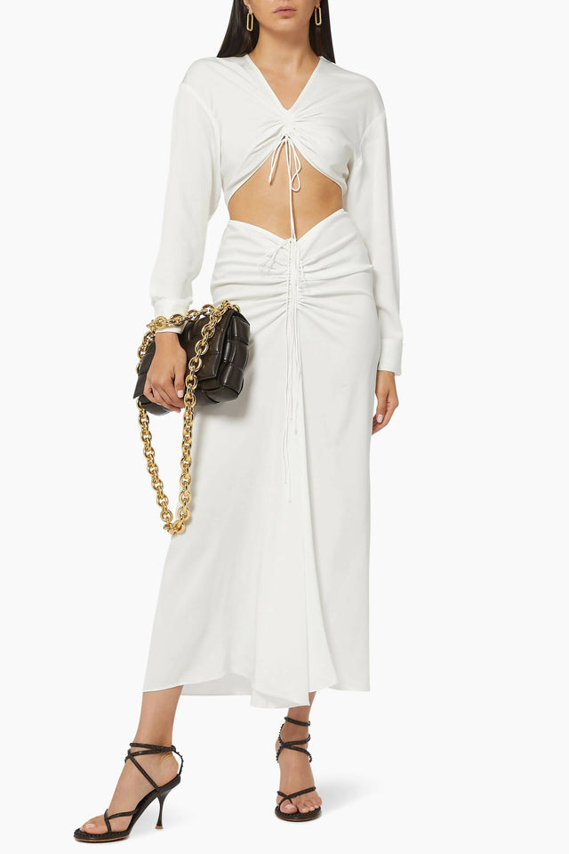 Christopher Esber Ruched Disconnect Shirt Dress in White - Dresses