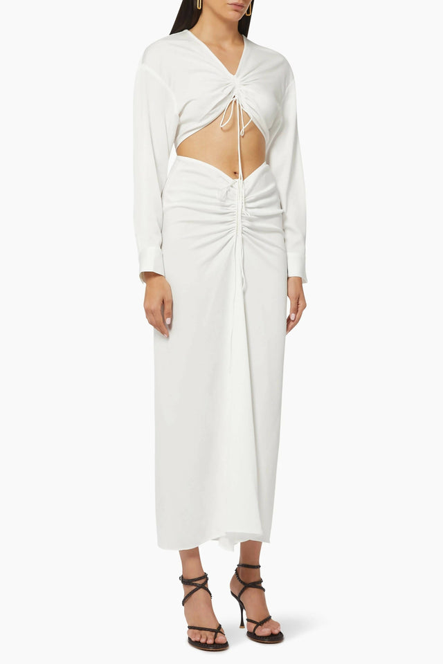 Christopher Esber Ruched Disconnect Shirt Dress in White - Dresses