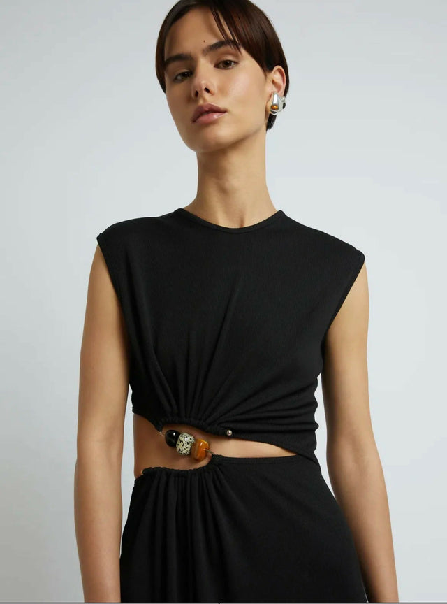 Christopher Esber Ruched Quartz Abacus Dress Black Size 10 - 10 / Black - Dresses