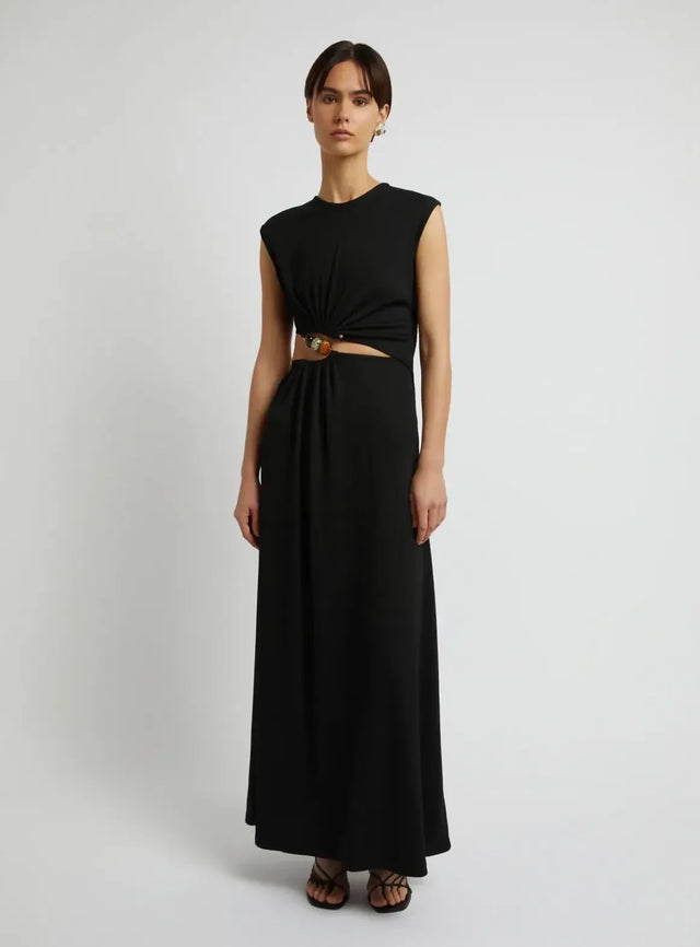 Christopher Esber Ruched Quartz Abacus Dress Black Size 10 - 10 / Black - Dresses