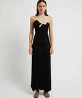 sculptured pleated rib dress strapless open back dress Sculptured Pleated Rib Gown Hills Dress Hire