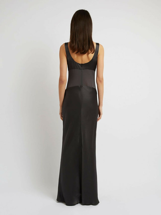 Christopher Esber Sheer Panel Dress Charcoal - 8 / Black - Dresses