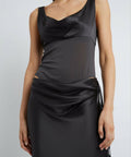 Christopher Esber Sheer Panel Dress Charcoal - 8 / Black - Dresses