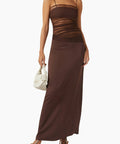 Christopher Esber Sheer Panel Maxi Dress in Chocolate - 6 / Brown - Dresses