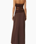Christopher Esber Sheer Panel Maxi Dress in Chocolate - 6 / Brown - Dresses