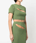 Christopher Esber Slashed Crop Tee and Skirt Set | Vert Green - 6 / Green - Outfit Sets