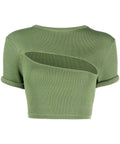 Christopher Esber Slashed Crop Tee and Skirt Set | Vert Green - 6 / Green - Outfit Sets
