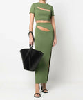 Christopher Esber Slashed Crop Tee and Skirt Set | Vert Green - 6 / Green - Outfit Sets