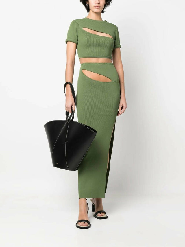 Christopher Esber Slashed Crop Tee and Skirt Set | Vert Green - 6 / Green - Outfit Sets