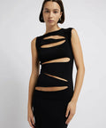 Christopher Esber Slashed Knit Dress - 6 / Black - Dresses