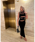 Christopher Esber Slashed Knit Dress - 8 / Black - Dresses
