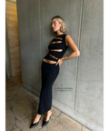 Christopher Esber Slashed Knit Dress - 8 / Black - Dresses