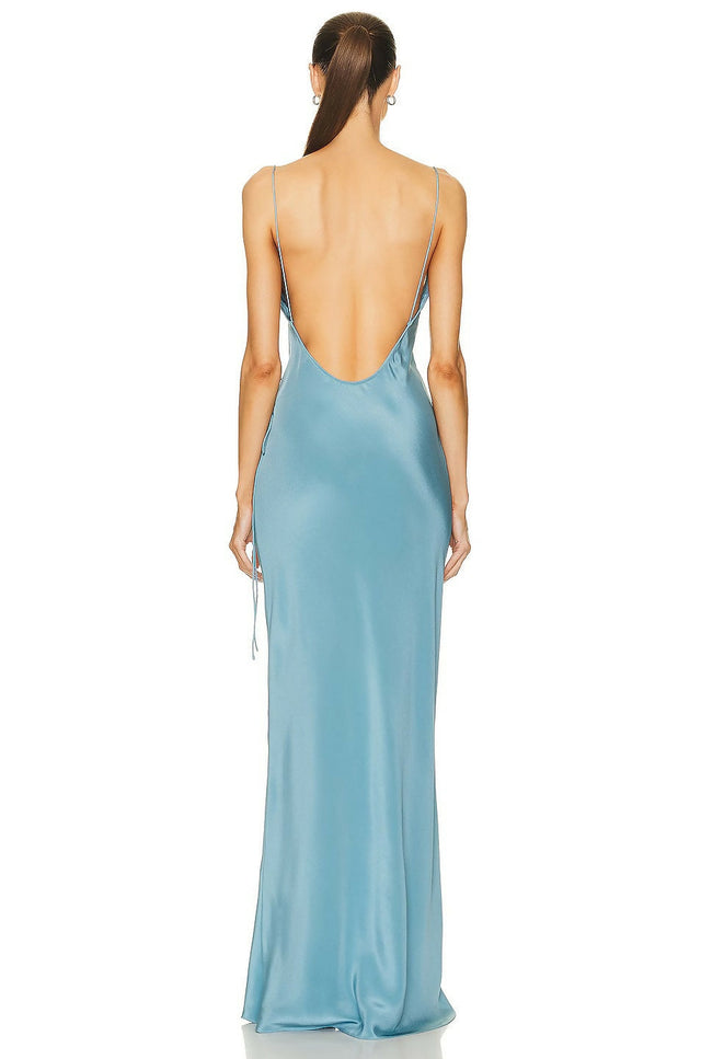 Christopher Esber Slope Silk Tie Dress - 10 / Blue - Dresses