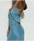 Christopher Esber Slope Tie Silk Dress - 6 / Blue - Dresses