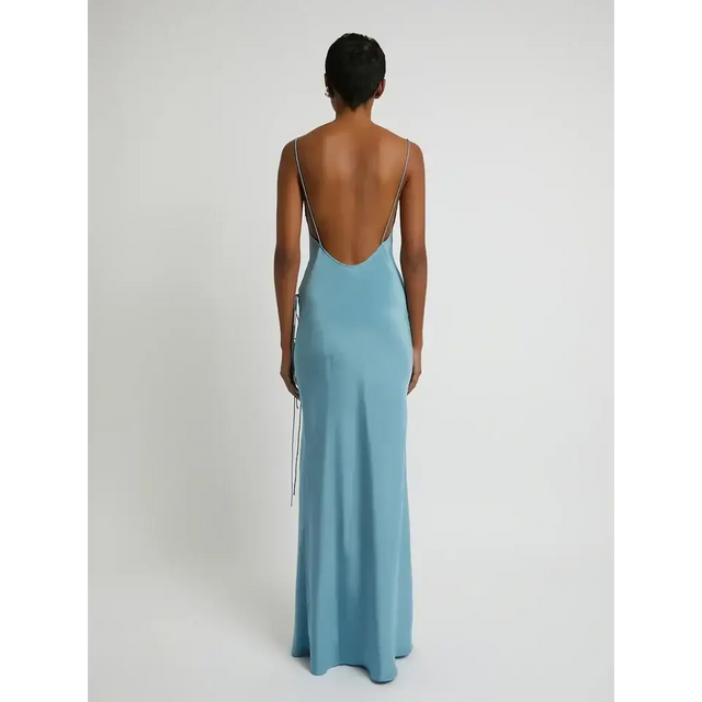 Christopher Esber Slope Tie Silk Dress - 6 / Blue - Dresses