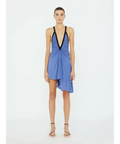 Christopher Esber V-neck Suspended Jersey Fluted Mini Dress Blue Iris Size 8 - 8 / Blue - Dresses