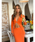 Christopher Esber Variegated Rib Knit Set - 8 / Orange - Outfit Sets