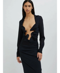 Christopher Esber Venus Plunge Shirt Dress Black Size 6 - 6 / Black - Dresses